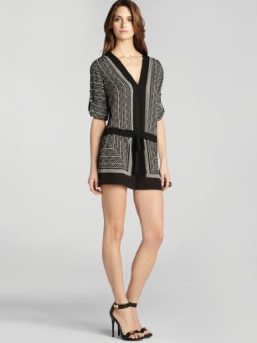 BCBGMAXAZRIA Francis Scarf Print Romper